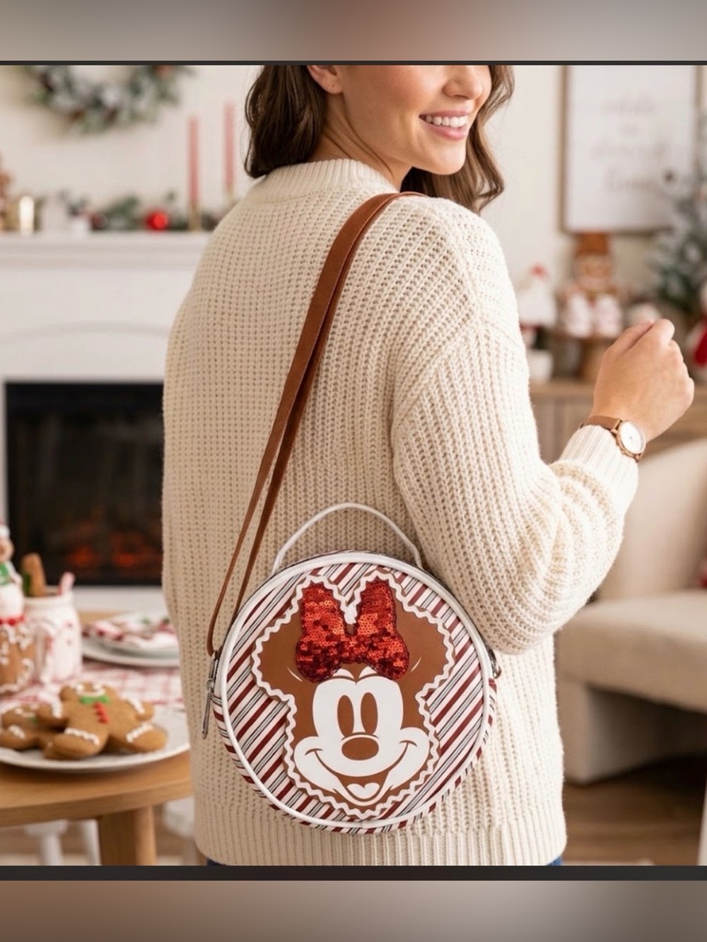 Disney Minnie Mouse Sequin Bow Round Crossbody Bag